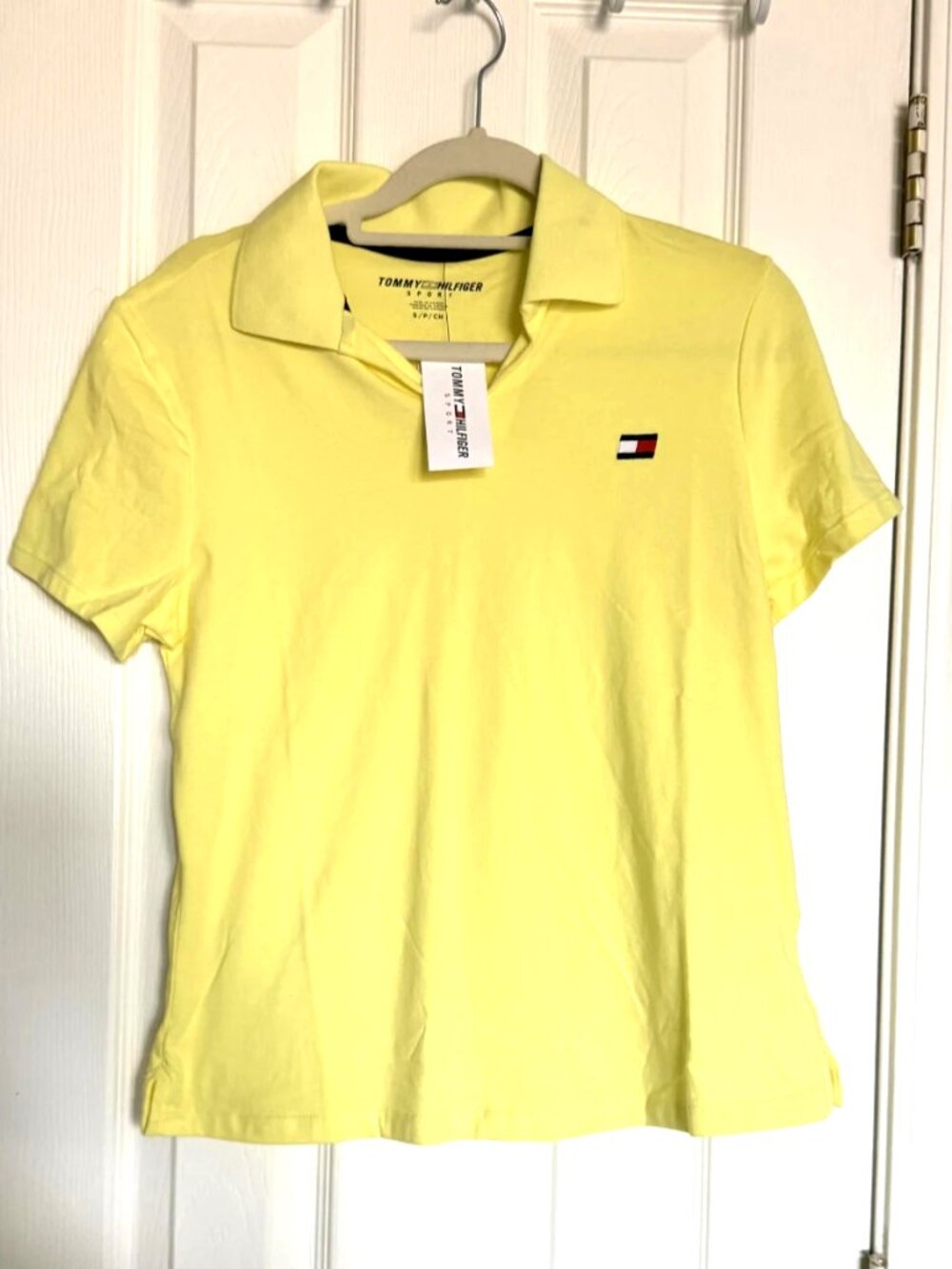 NWT Tommy Hilfiger Women's Short Sleeve Cotton Polo Top Yellow Size Small